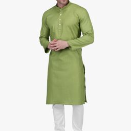 RAJUBHAI HARGOVINDAS Men Green & White Solid Kurta with Churidar-29