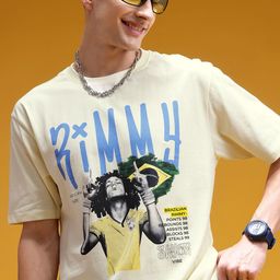 HERE&NOW Printed Drop-Shoulder Sleeves Pure Cotton Relaxed T-shirt-picture-43
