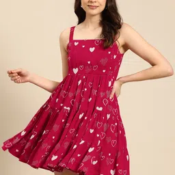 anayna Print Square Neck Crepe Fit & Flare Mini Dress-27