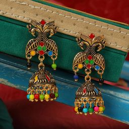 ANIKAS CREATION Gold-Plated Contemporary Jhumkas-image-20