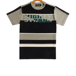 LAdore Boys Black  Grey Striped Round Neck Pure Cotton T-shirt-image-84