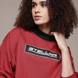 The Roadster Lifestyle Co. High Neck Printed Crop Sweatshirt-picture-52