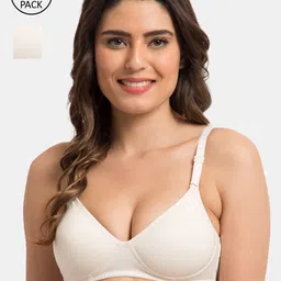 KOMLI Off-White Solid Non-Wired Lightly Padded Everyday Bra K-9555-2PC-OFFW-28B-picture-20