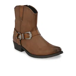 Delize Men Tan Brown Solid High-Top Flat Boots-image-59