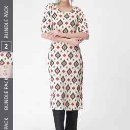 KALINI Selection Of 2 Printed Kurta with Trousers-image-42
