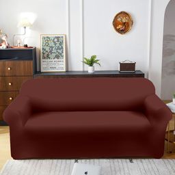 Aura Brown Three Seater Sofa Cover With Arms-16