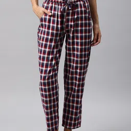 One Femme Women Checked Low-Rise Lounge Pants-picture-33