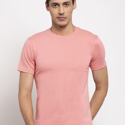 Friskers Men Pink Solid Round Neck T-shirt-image-53