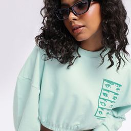 glitchez City Sleek Printed Boxy Crop Sweatshirt-image-92