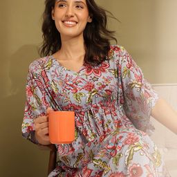 ETC Floral Printed Kaftan Nightdress-image-90