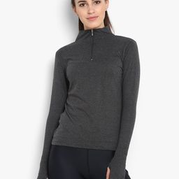 appulse Women Charcoal Solid High Neck T-shirt-20