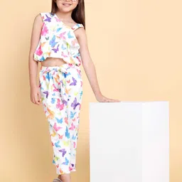 HERE&NOW Girls Printed Round Neck Top With Palazzos-image-62