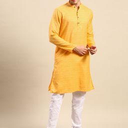Anouk Men Yellow Woven Design Kurta with Churidar-84