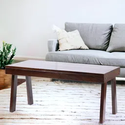 Ikiriya Red Wood Contemporary Dark Walnut Finish Rectangle Coffee Table-image-58