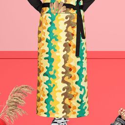 ArtzFolio Black & Yellow Printed Cotton Waist Apron-29