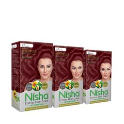 Nisha Pack of 3 Creme Hair Colour 360g - Burgundy-28