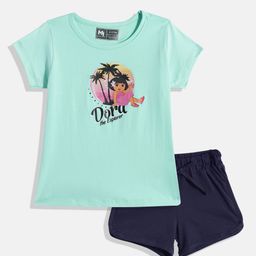 YK X Minute Mirth Girls Printed Pure Cotton Tshirt with Shorts-picture-2