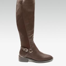 DOROTHY PERKINS Women Coffee Brown Solid High-Top Wide Fit Flat Boots-9