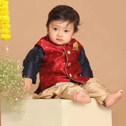 VASTRAMAY Infants Boys Woven Design Nehru Jackets-13