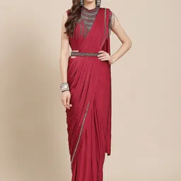 Grancy Maroon Ready to Wear Saree-image-7