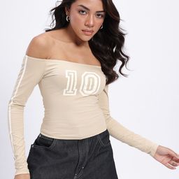 glitchez Game Day Off-Shoulder Printed Fitted Top-picture-47