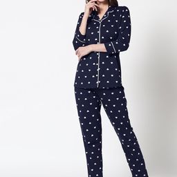 Zeyo Women Navy Blue & White Printed Night suit-picture-57