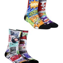Dynamocks Unisex Pack of 2 Multicoloured Patterned Calf-Length Socks-23
