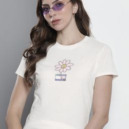Tommy Hilfiger Floral Printed Pure Cotton Slim Fit T-shirt-image-9