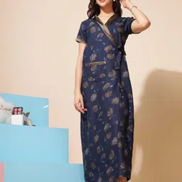 9shines Label Floral Printed Maxi Wrap Nightdress-image-93