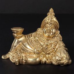 Exotic India Gold Toned Lord Kubera Brass Statue-image-50