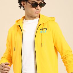 Being Human Men Brand Logo & Numeric Print Hooded Pure Cotton Front-Open Sweatshirt-picture-23