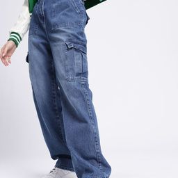glitchez Women Utility Cool Straight Fit Heavy Fade Cargo Jeans-picture-46