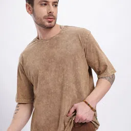 glitchez Washed Effect Pure Cotton Drop-Shoulder Sleeves Oversized T-shirt-image-50
