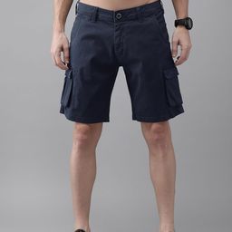 The Roadster Lifestyle Co Men Navy Blue Solid Regular Fit Cargo Shorts-image-51