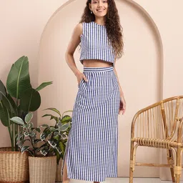 Mast & Harbour Self-Design Geometric Top With Skirt Co-Ord Set-picture-45