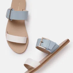 Lino Perros Women Colourblocked Open Toe Flats with Buckle Detail-54