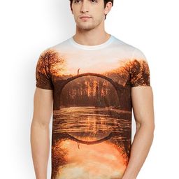 Wear Your Mind Men Brown & Orange Printed T-shirt-image-36
