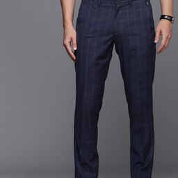 Louis Philippe Ath Work Men Checked Comfort Tapered Fit Trousers-picture-18