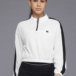 HRX by Hrithik Roshan Mock Neck Rapid Dry Boxy T-shirt with Half Zipper-43