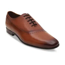 ROSSO BRUNELLO Men Tan Brown Textured Leather Formal Oxfords-image-48