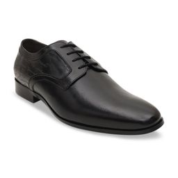 ROSSO BRUNELLO Men Black Solid Leather Formal Derbys-image-6
