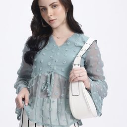 glitchez Empire Glow Dobby Semi-Sheer Empire Top-image-32