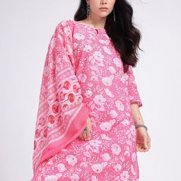 Anouk Rustic Floral Printed Straight Kurta With Trousers & Dupatta-3
