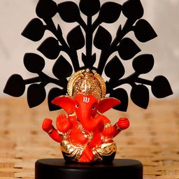 eCraftIndia Orange & Black Handcrafted With Wooden Tree Showpiece-image-20