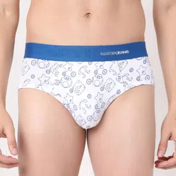 UnderJeans by Spykar Men White Printed Cotton Blend Basic Briefs UJNPBS049WHITEDKBLUE-image-33