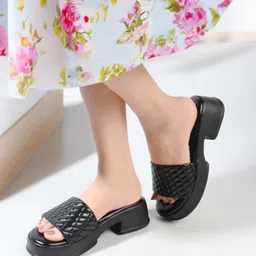 Mast & Harbour Women Textured Block Heels Sandals-24