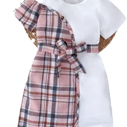 StyleCast x Revolte Checked Round Neck Cotton Wrap Dress-96