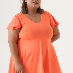 SPIRIT ANIMALS Solid V-Neck Full Coverage Swimming Dress-44
