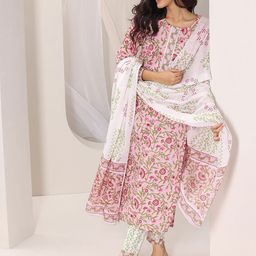 Libas Floral Printed Straight Kurta With Trousers & Dupatta-picture-41