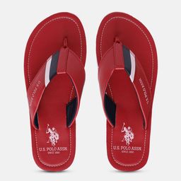 U.S. Polo Assn. Men Red Brand Logo Printed Thong Flip-Flops-image-22
